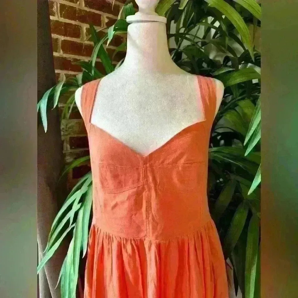 And Now Wear This- Women's Sweetheart-Neck Maxi Dress, Size Medium- Warm Peach - Picture 2 of 8